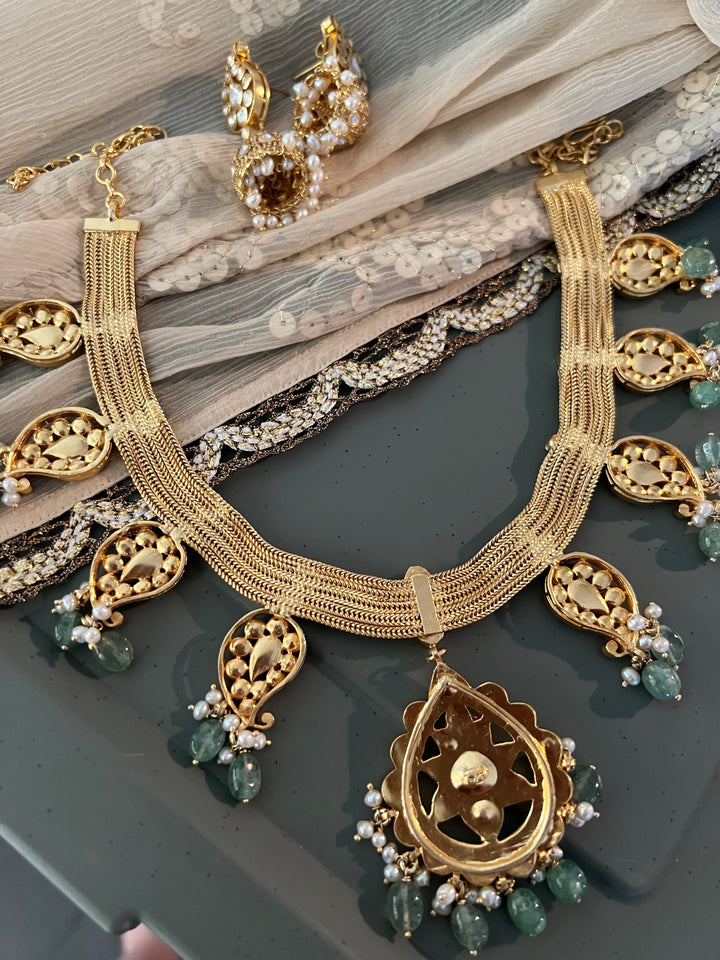 Beautiful Polki 925 Silver Necklace Set