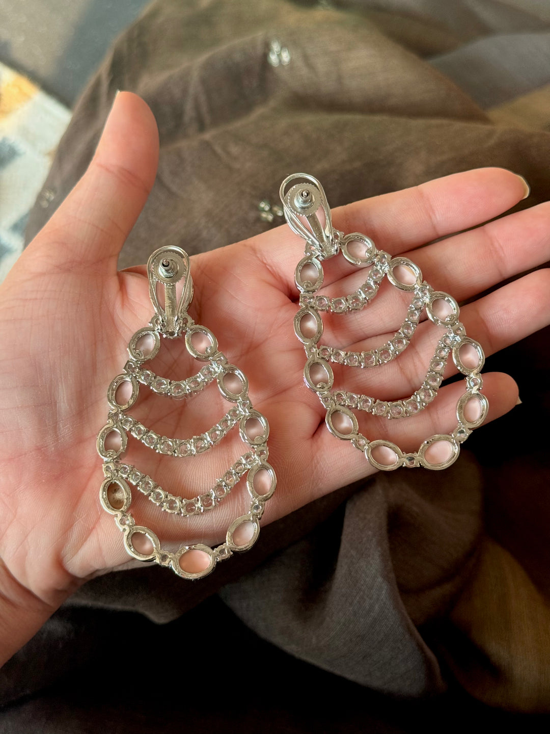 Peach Coral Chandelier Statement Earrings