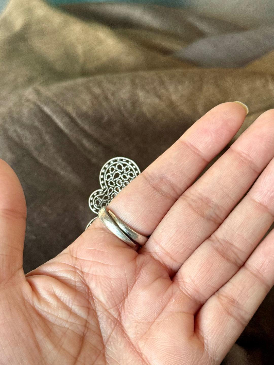 925 Silver Butterfly and Bird Adjustable Ring