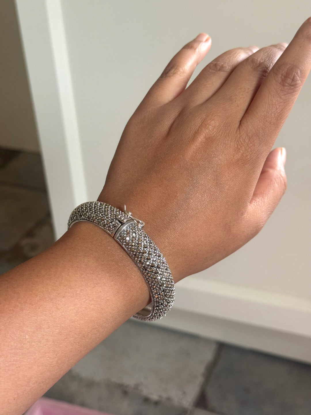 SHIVKA Starry Night 925 Silver CZ Bangles | Set of 2 | Openable | 100g