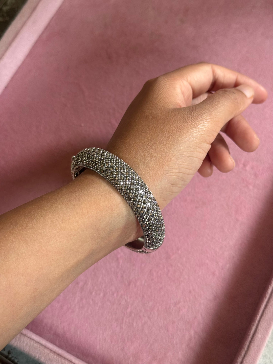 SHIVKA Starry Night 925 Silver CZ Bangles | Set of 2 | Openable | 100g