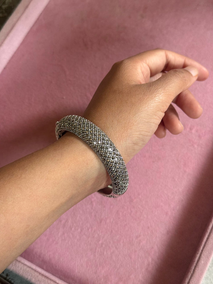 SHIVKA Starry Night 925 Silver CZ Bangles | Set of 2 | Openable | 100g