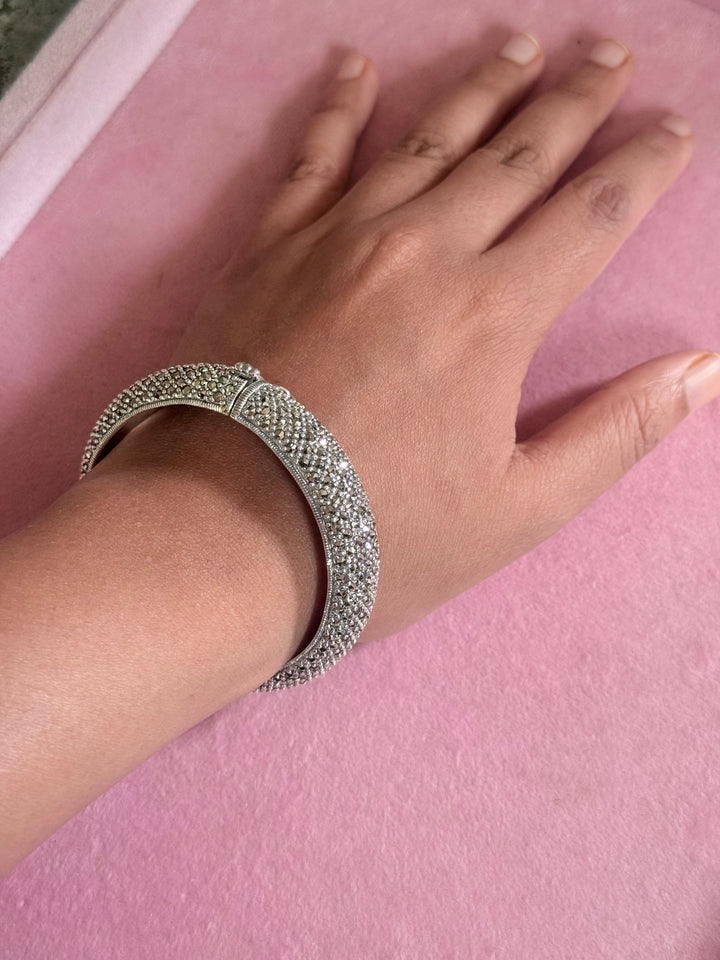 SHIVKA Starry Night 925 Silver CZ Bangles | Set of 2 | Openable | 100g
