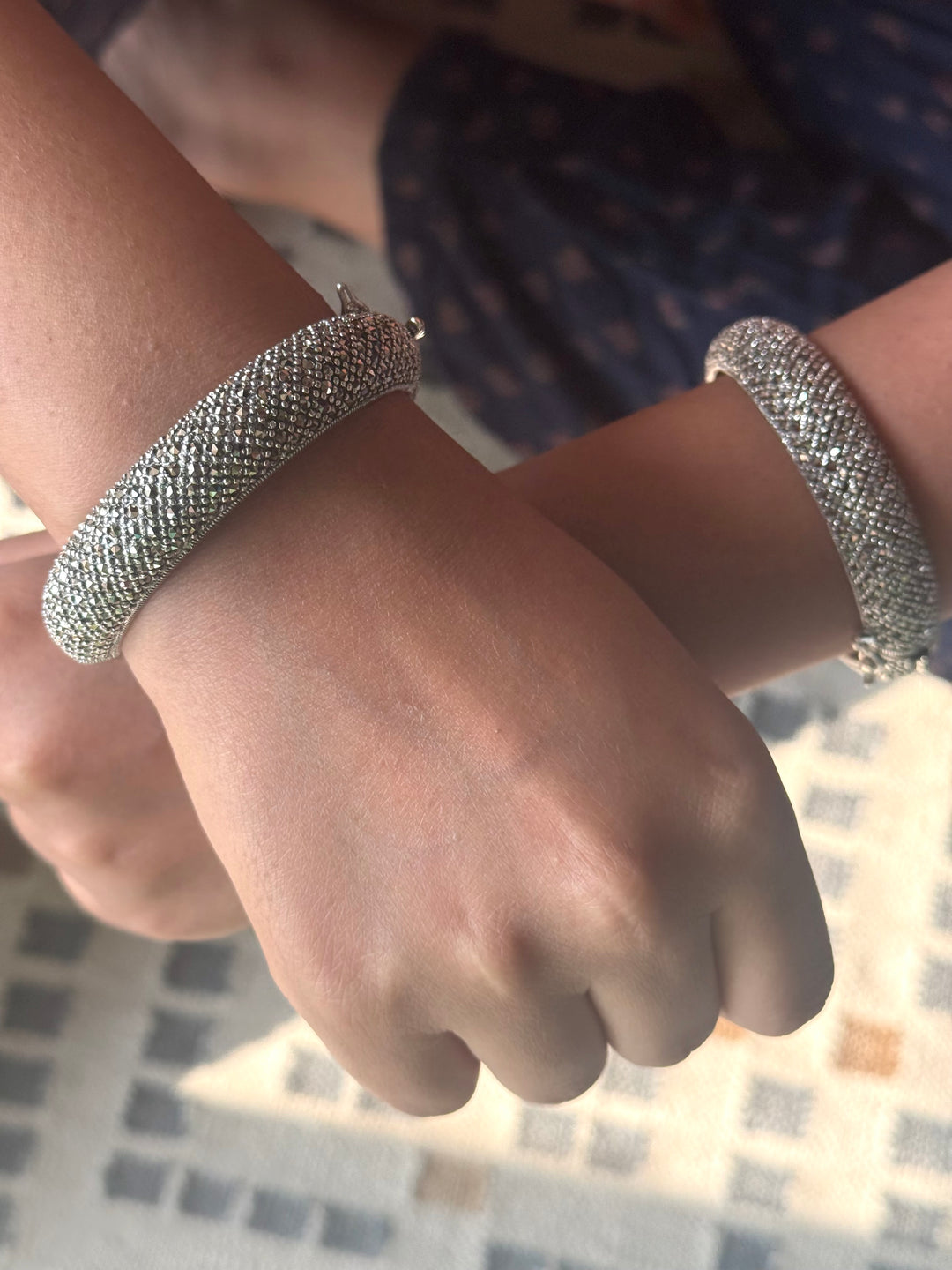 SHIVKA Starry Night 925 Silver CZ Bangles | Set of 2 | Openable | 100g