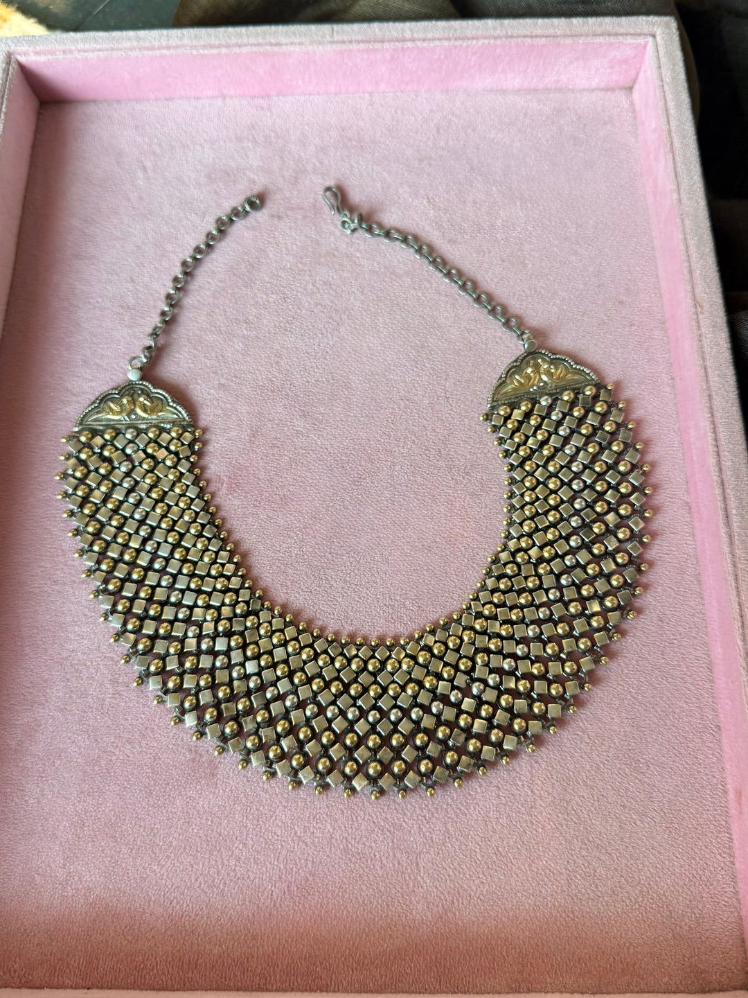 Dual Tone 925 Silver Tribal Maharani Necklace