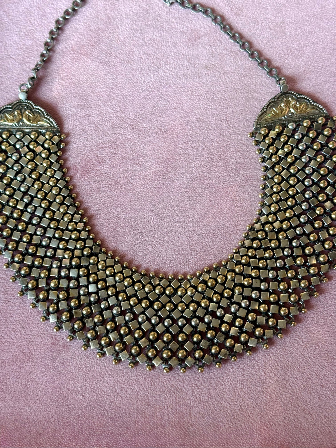 Dual Tone 925 Silver Tribal Maharani Necklace