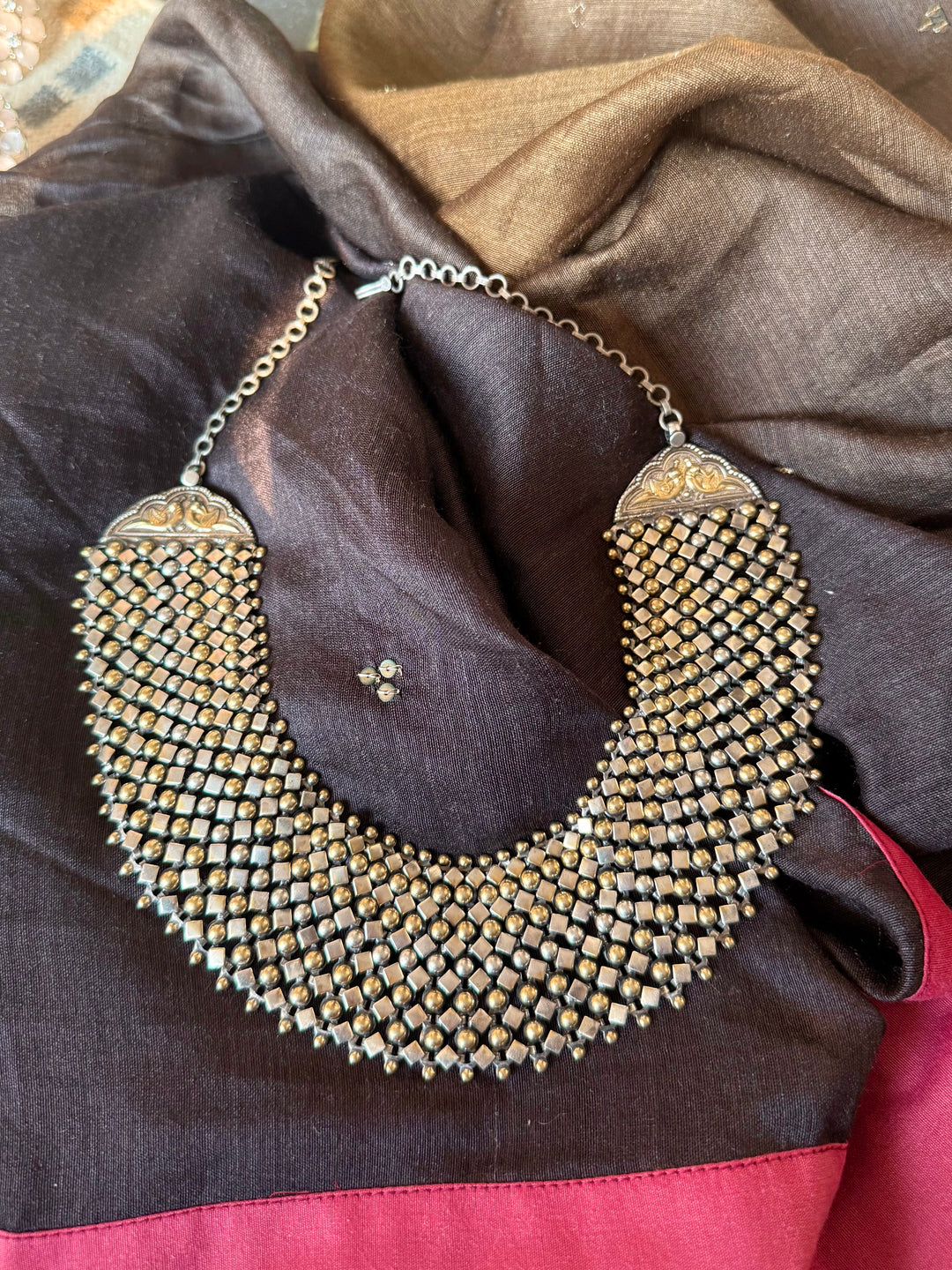 Dual Tone 925 Silver Tribal Maharani Necklace