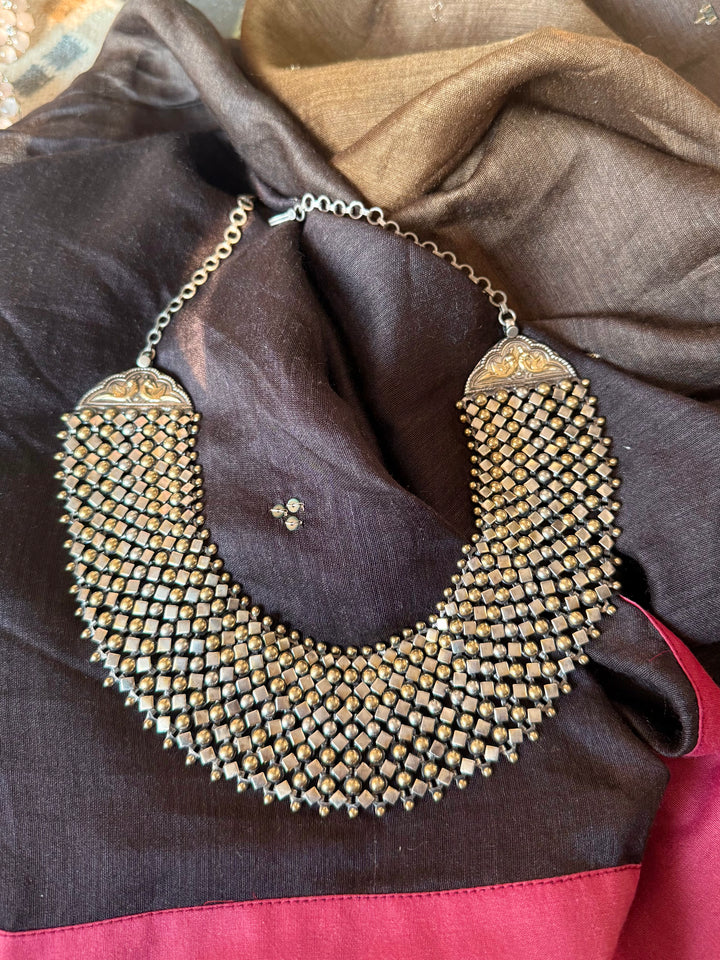 Dual Tone 925 Silver Tribal Maharani Necklace
