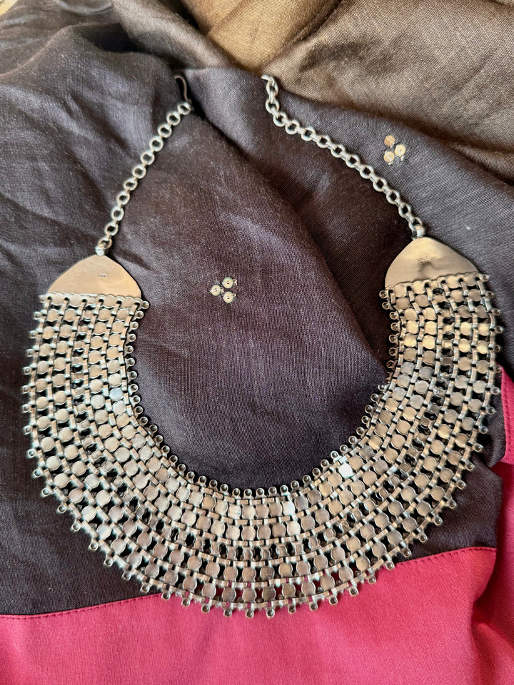 Dual Tone 925 Silver Tribal Maharani Necklace