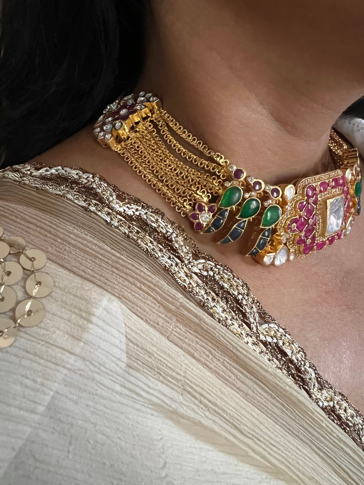 Statement Kundan 925 Silver Choker Necklace