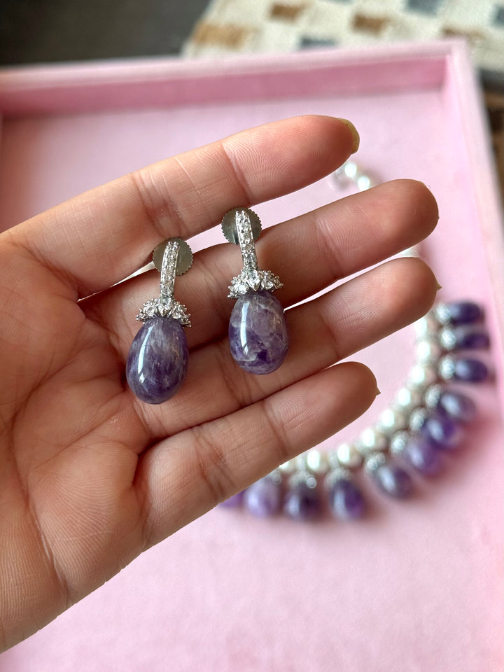 Purple Doublet and Pearl Cocktail Necklace Set