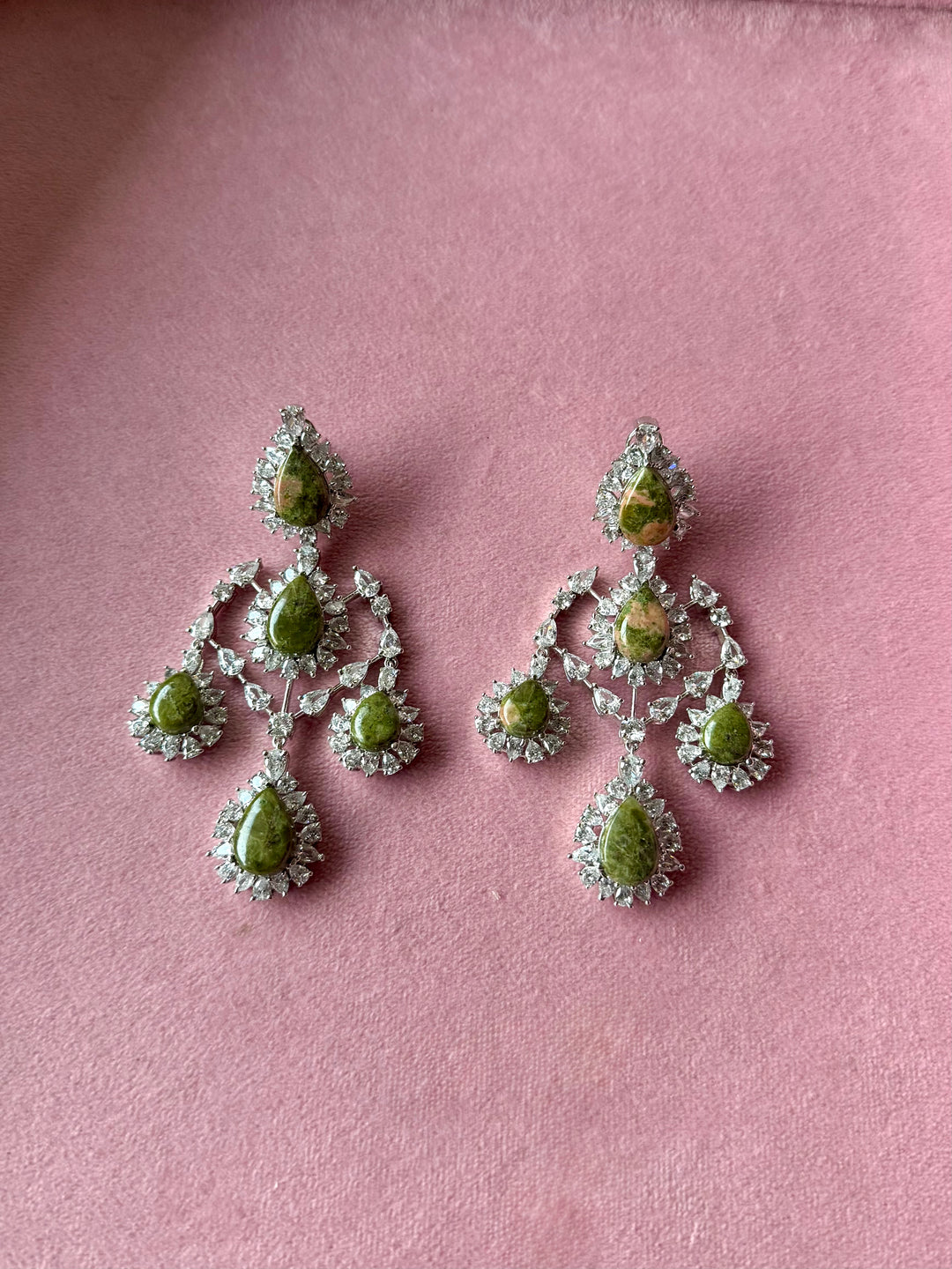 Green Doublet Chandelier Earrings