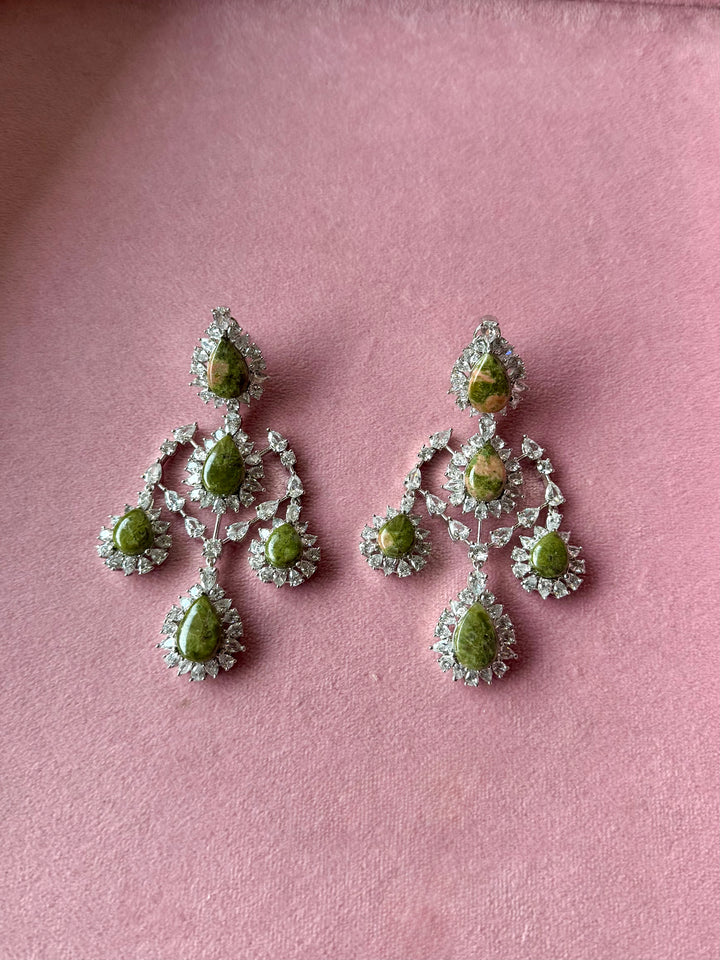 Green Doublet Chandelier Earrings