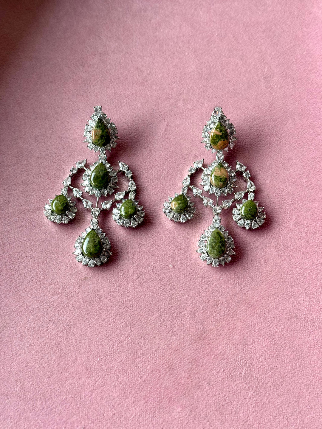 Green Doublet Chandelier Earrings