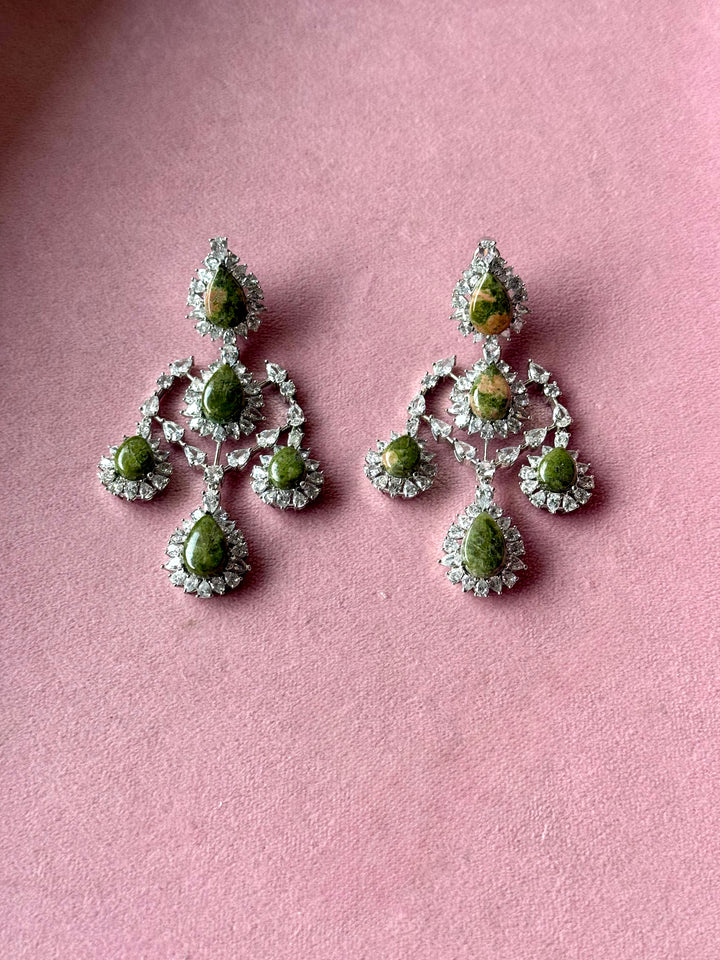 Green Doublet Chandelier Earrings
