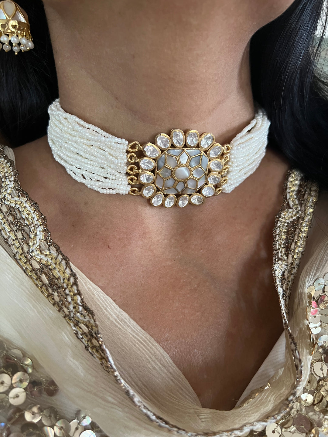 Elegant Mother of Pearl 925 Silver Choker Necklace Set - Unmatched Quality and Style