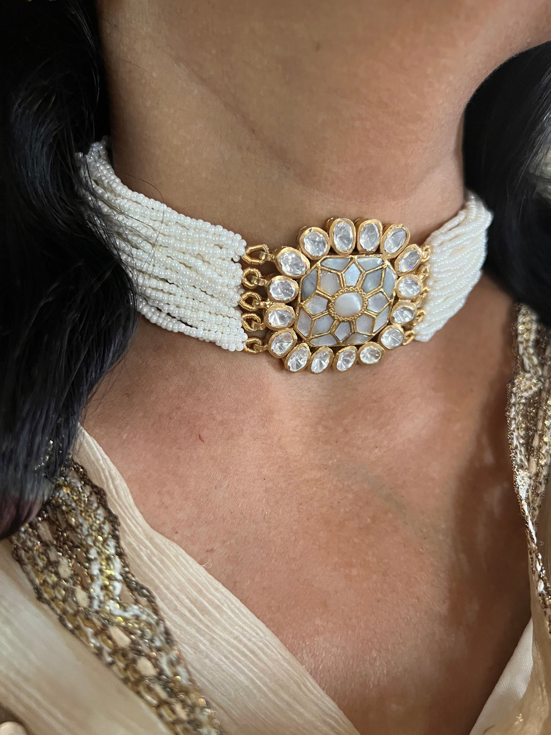 Elegant Mother of Pearl 925 Silver Choker Necklace Set - Unmatched Quality and Style