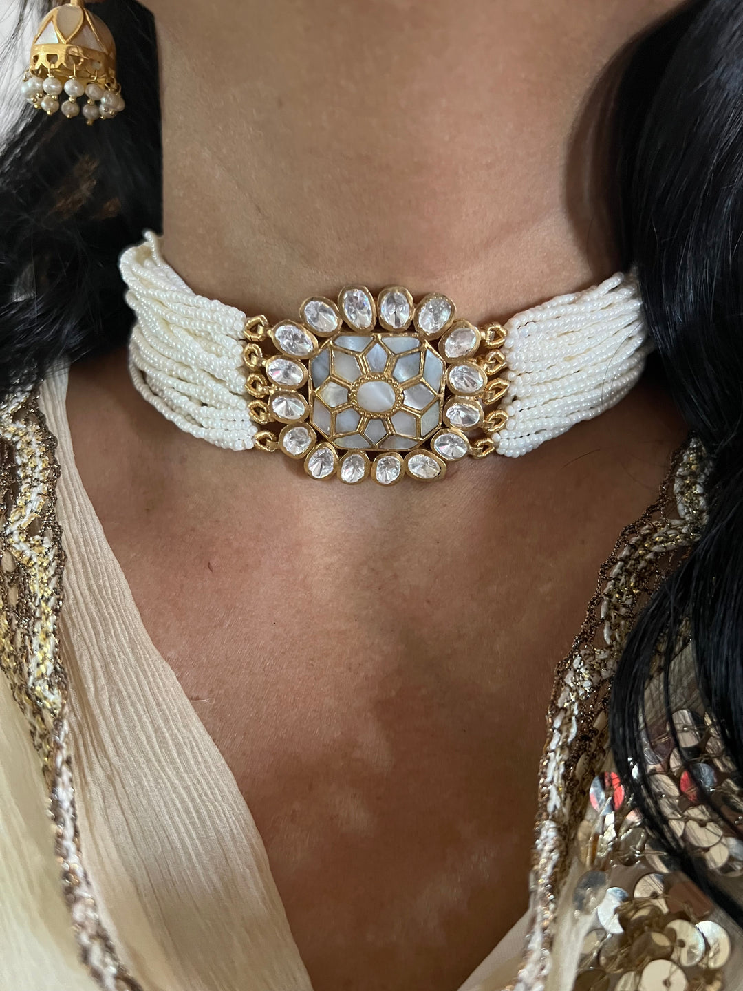 Elegant Mother of Pearl 925 Silver Choker Necklace Set - Unmatched Quality and Style