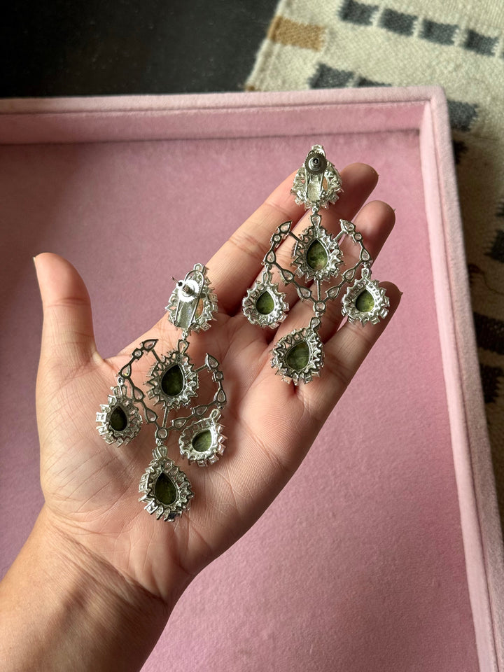 Green Doublet Chandelier Earrings