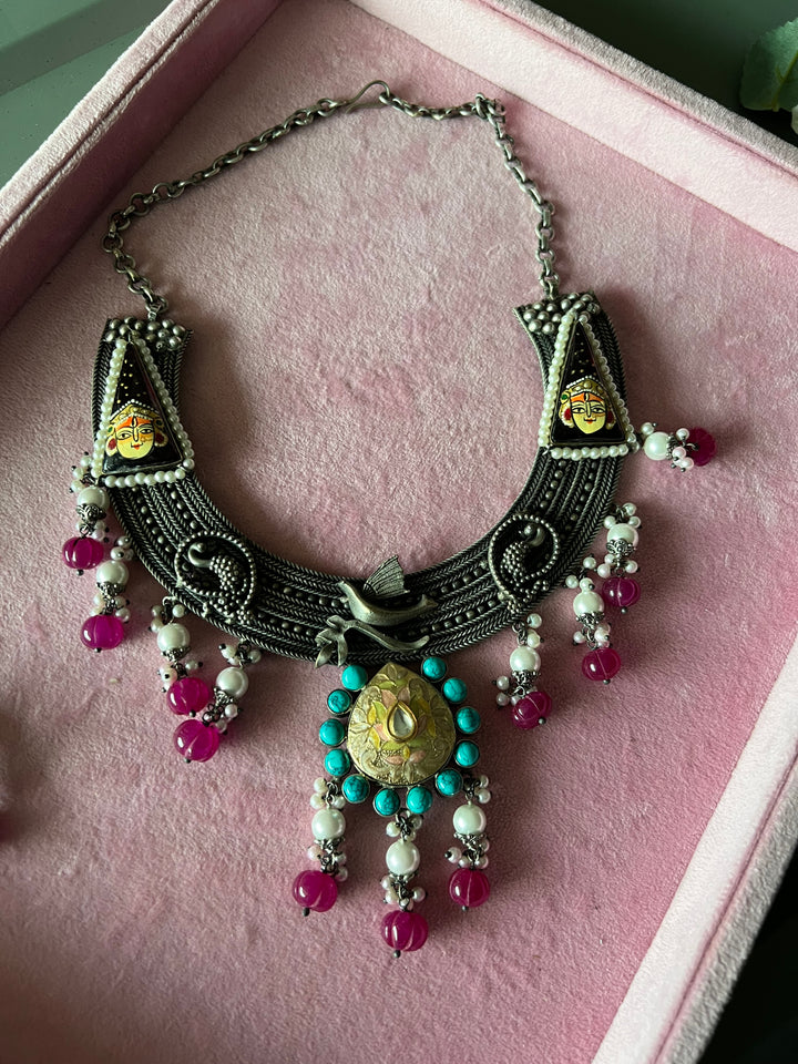 Antique Designer Fusion Necklace Set - Elevate Your Festive Look
