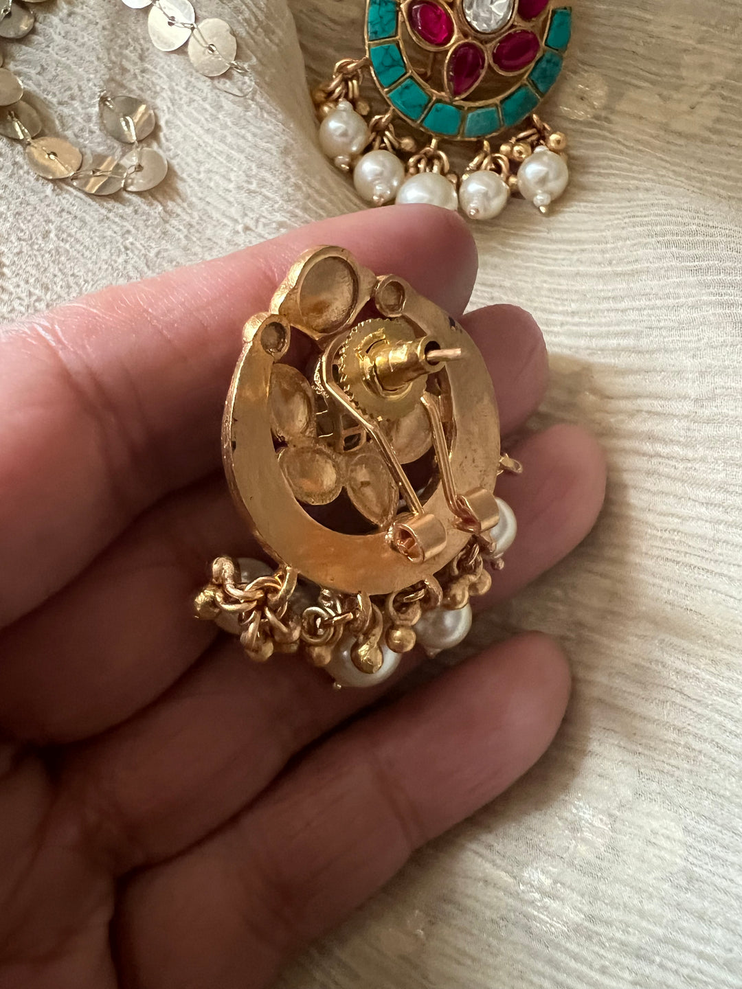 SHIVKA Jadau Pearl Kundan Earrings | Bridal Statement Jewelry