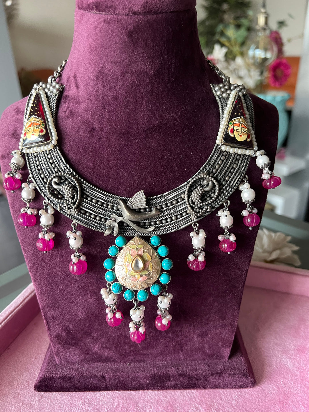 Antique Designer Fusion Necklace Set - Elevate Your Festive Look