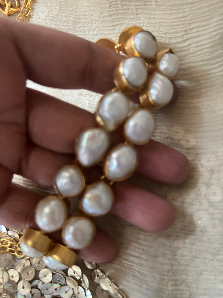 Pearl Choker Necklace | Gold Polish | Adjustable Fit