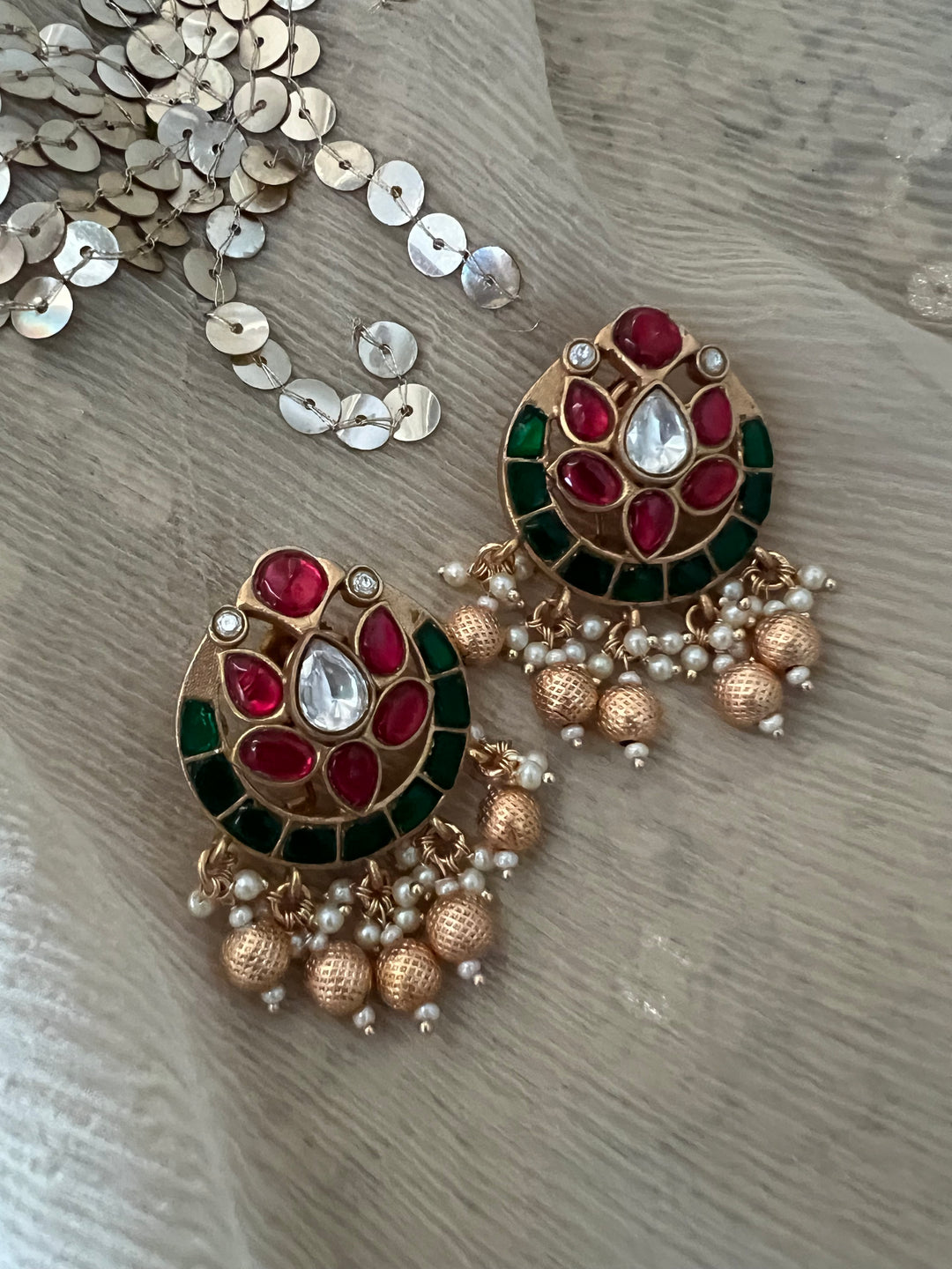 SHIVKA Jadau Pearl Kundan Earrings | Bridal Statement Jewelry