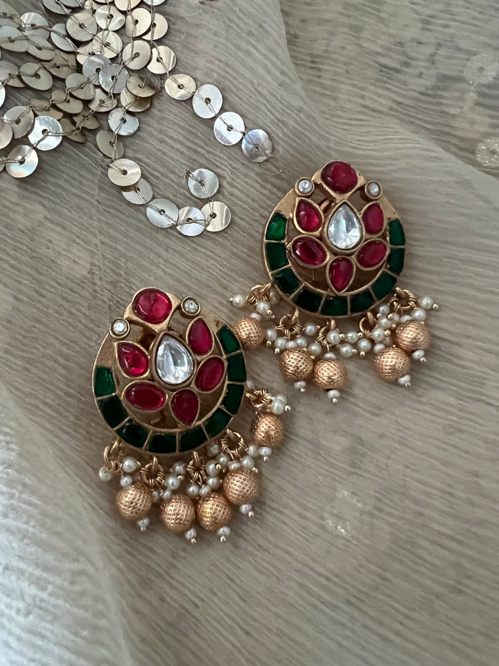 SHIVKA Jadau Pearl Kundan Earrings | Bridal Statement Jewelry