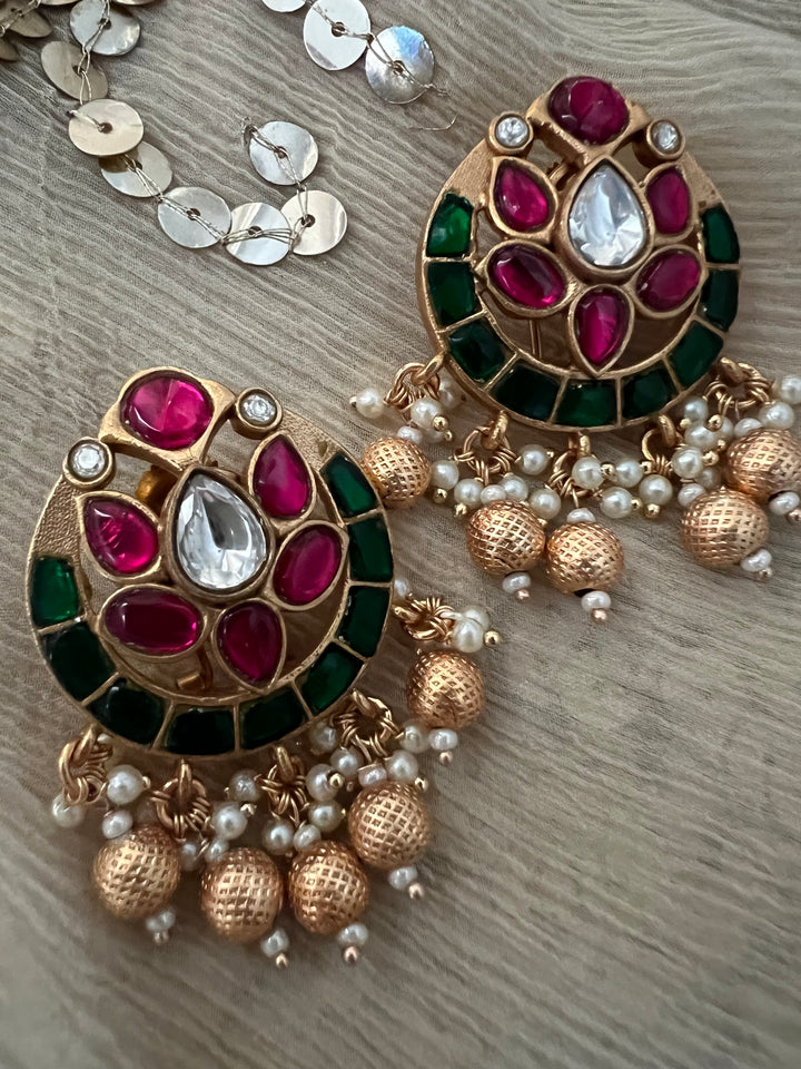 SHIVKA Jadau Pearl Kundan Earrings | Bridal Statement Jewelry
