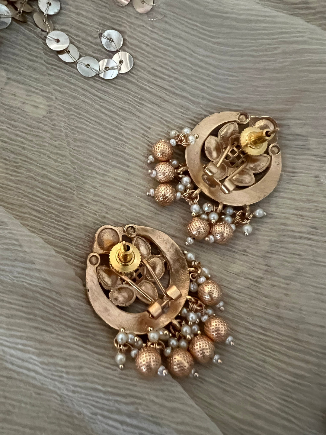 SHIVKA Jadau Pearl Kundan Earrings | Bridal Statement Jewelry
