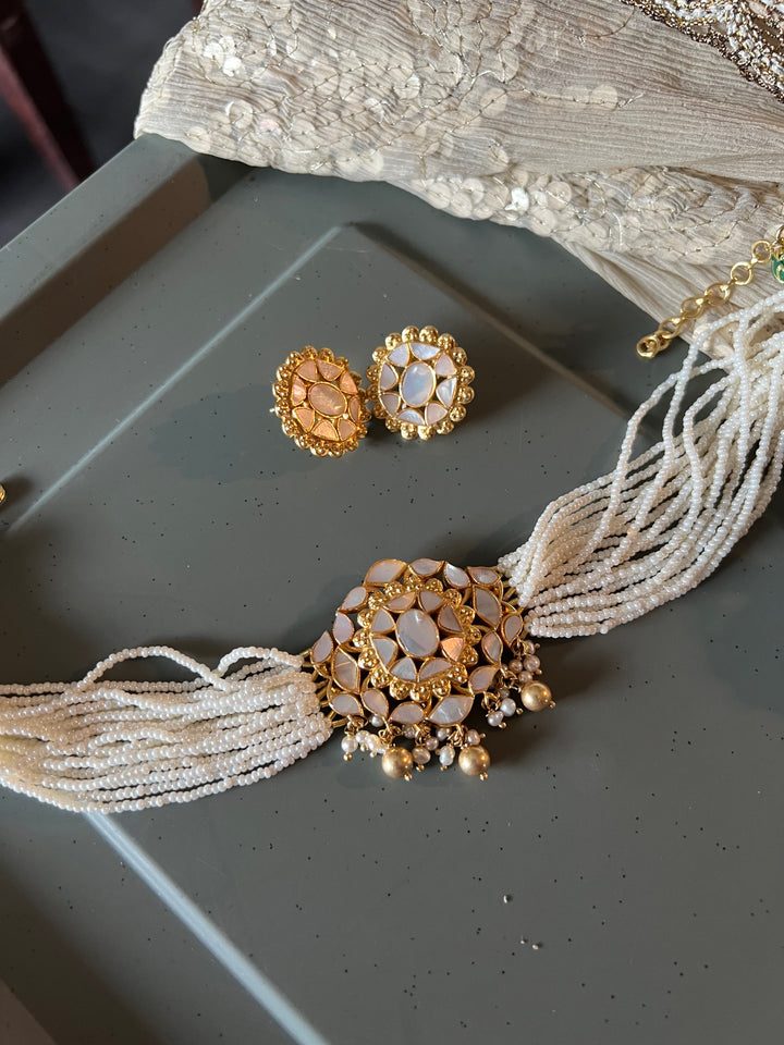 Elegant Mother of Pearl 925 Silver Choker Necklace Set - Unmatched Quality and Style