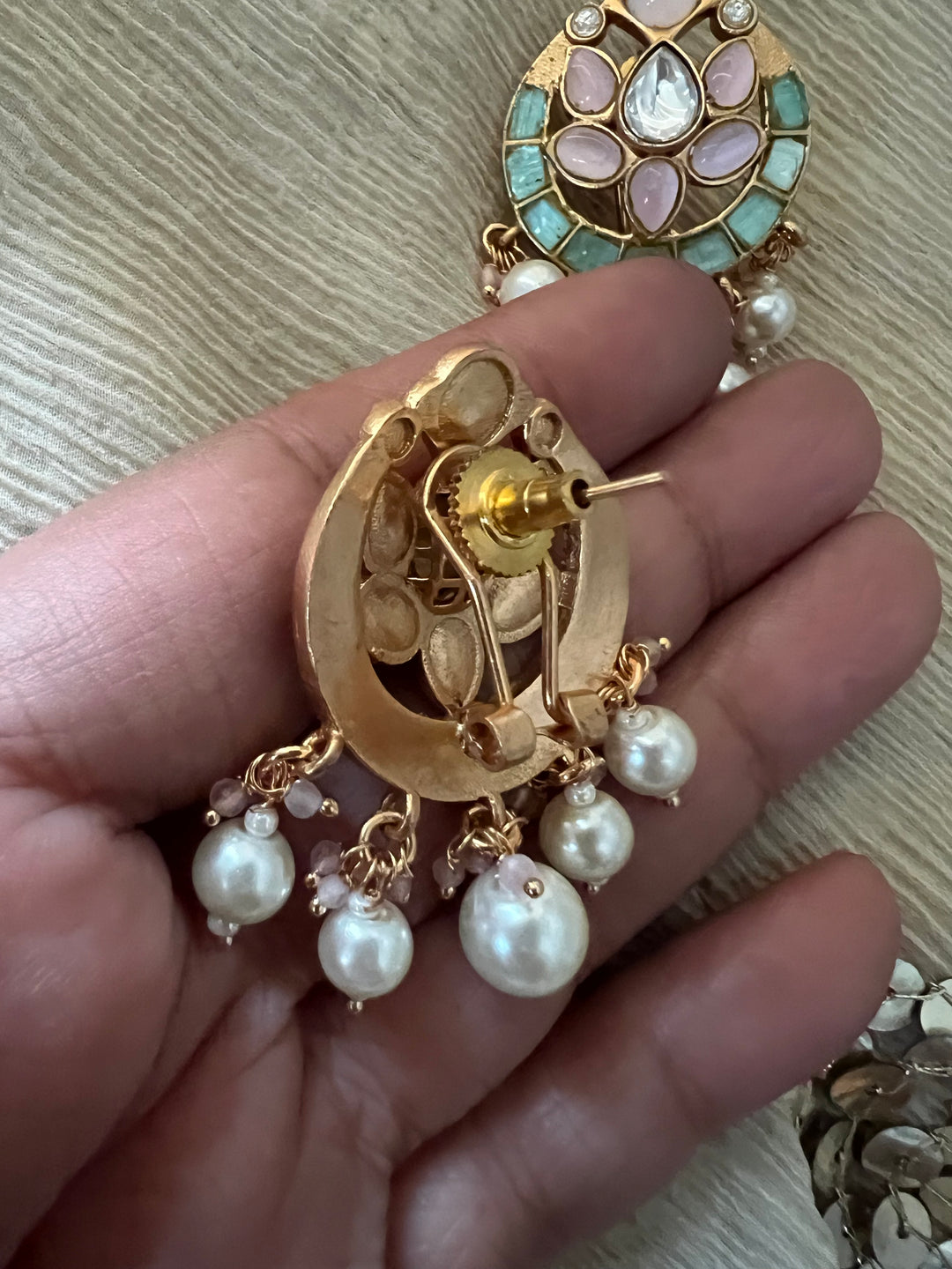 SHIVKA Jadau Pearl Kundan Earrings | Bridal Statement Jewelry
