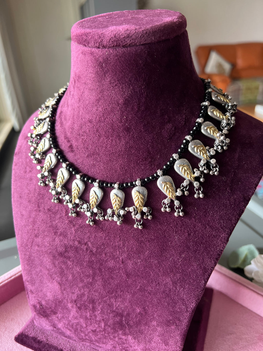 Elegant Dual Tone Black Beads Set - Subtle Sophistication