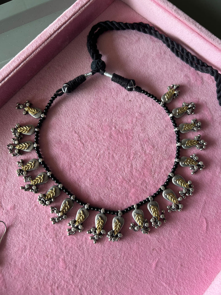 Elegant Dual Tone Black Beads Set - Subtle Sophistication