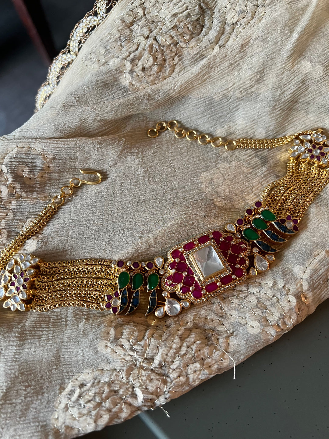 Statement Kundan 925 Silver Choker Necklace