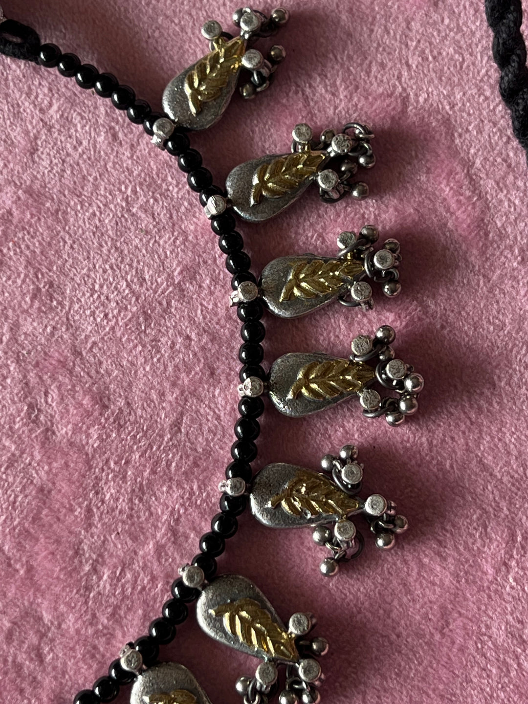 Elegant Dual Tone Black Beads Set - Subtle Sophistication