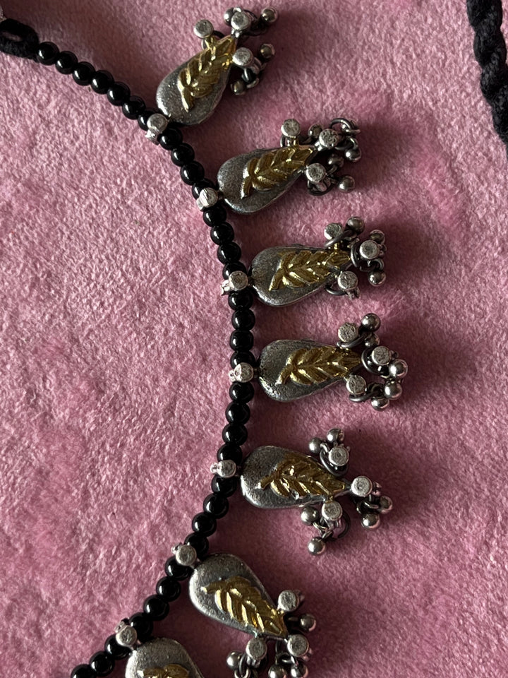 Elegant Dual Tone Black Beads Set - Subtle Sophistication