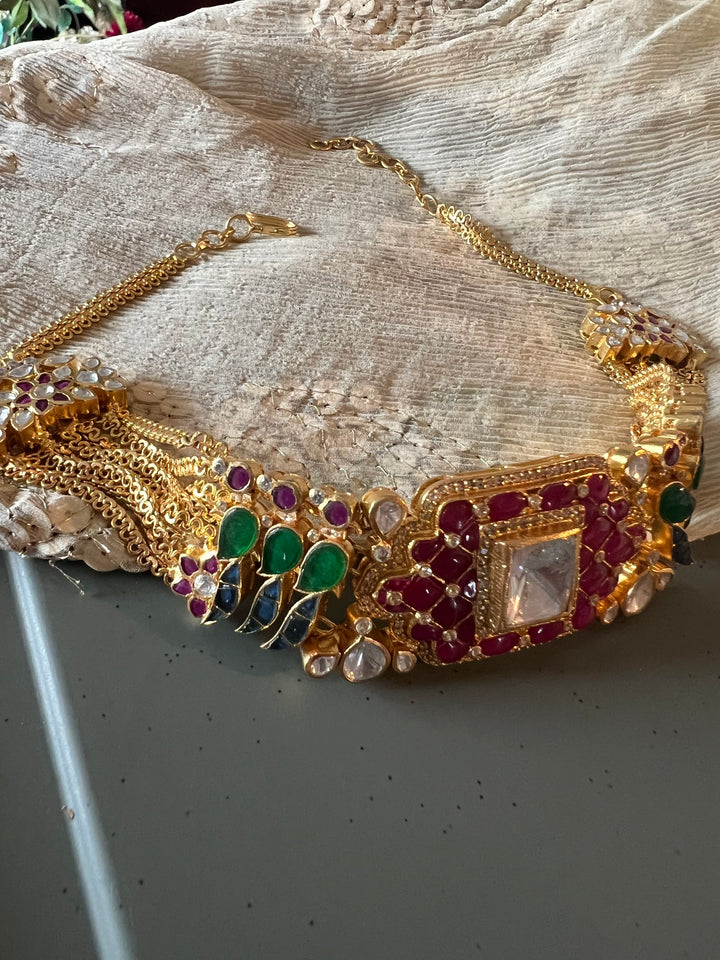 Statement Kundan 925 Silver Choker Necklace