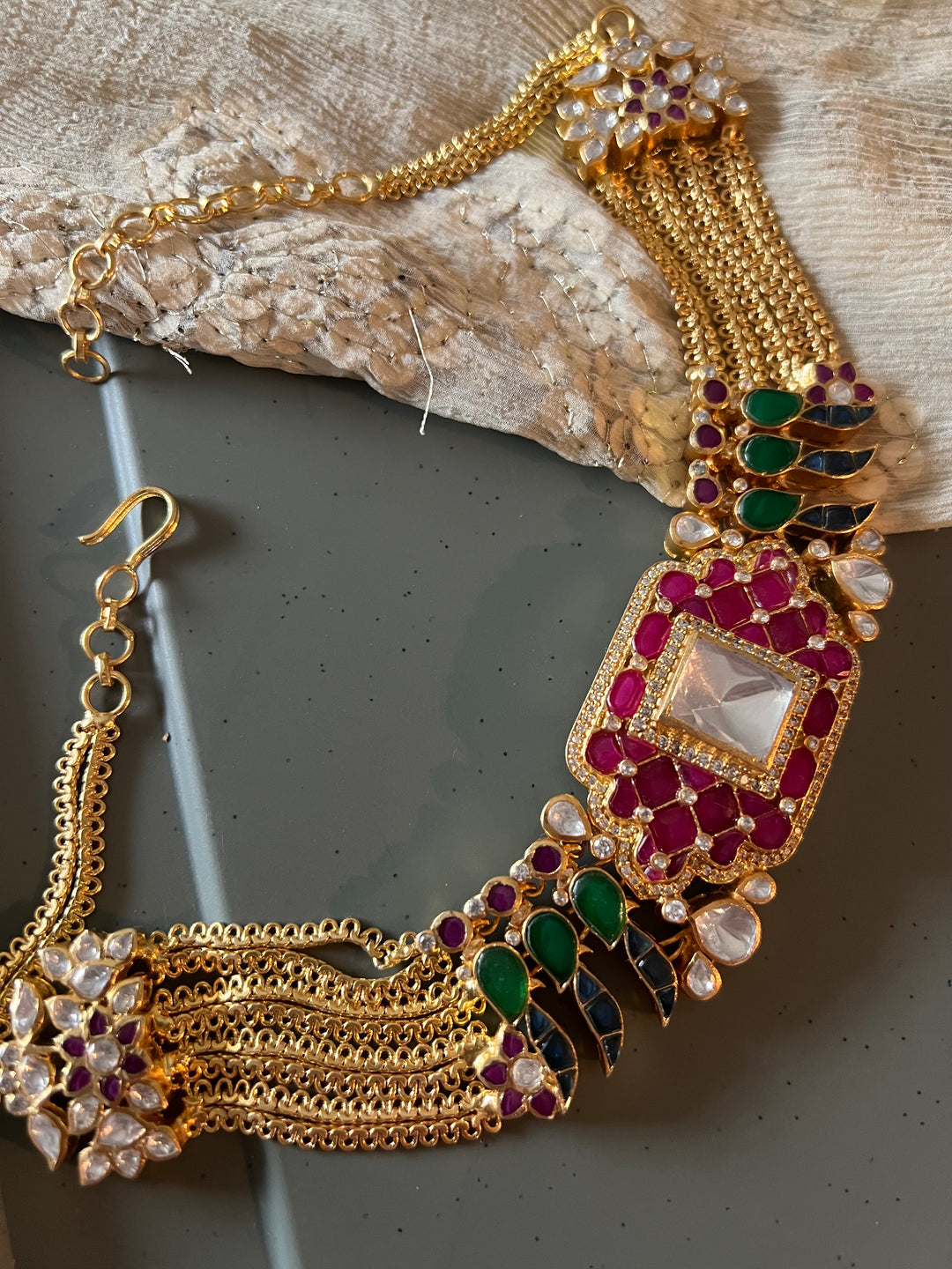 Statement Kundan 925 Silver Choker Necklace