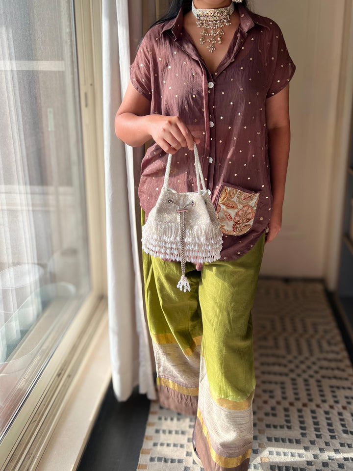 The Pearl Drop Potli, Silver & Pearl Potli Purse