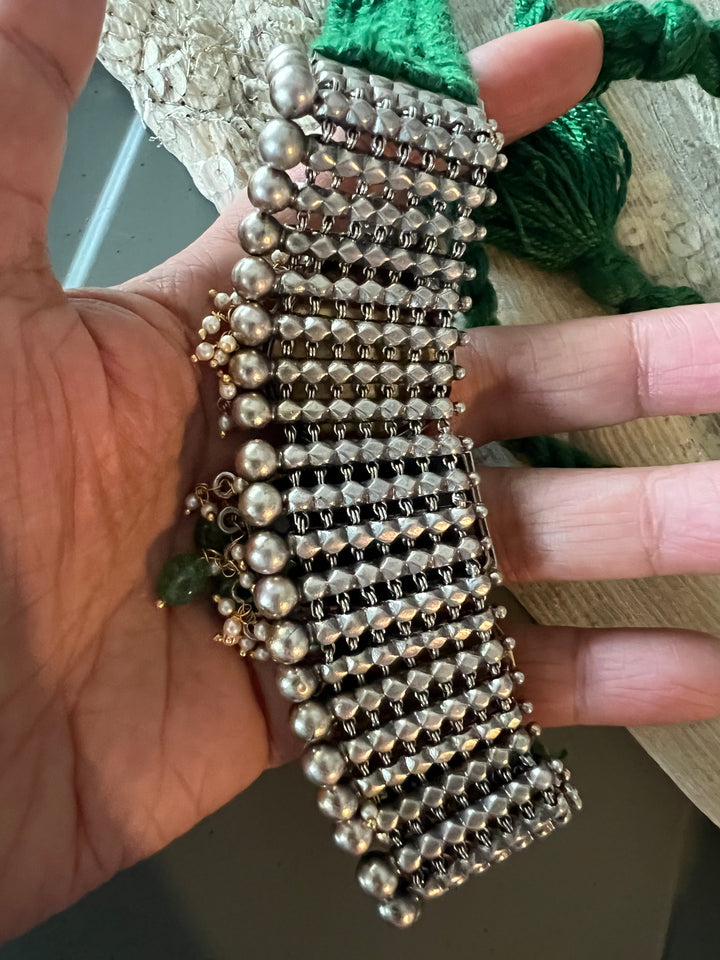 Doublet Stone Jadau Kundan 925 Silver Choker Necklace