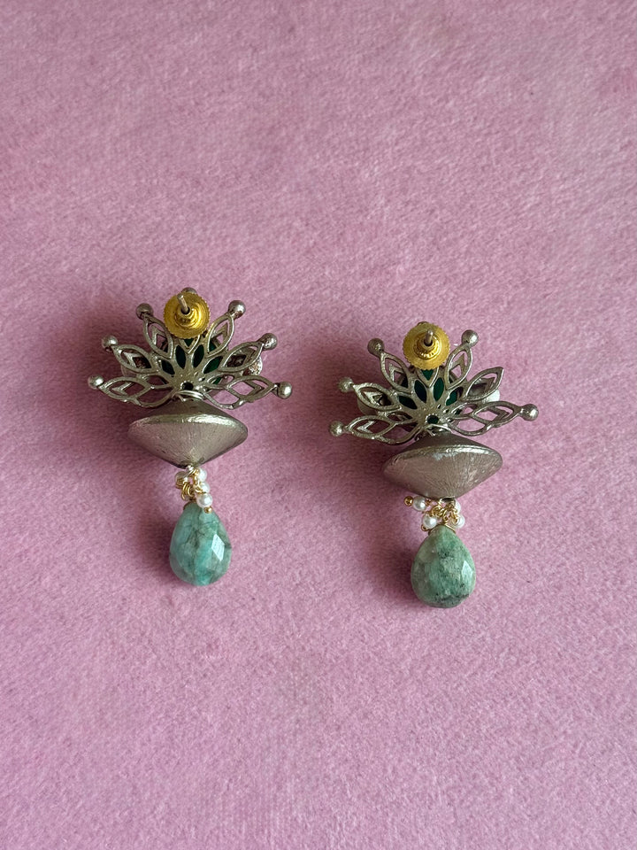 Tribal Kundan Amazonite Drop Earrings