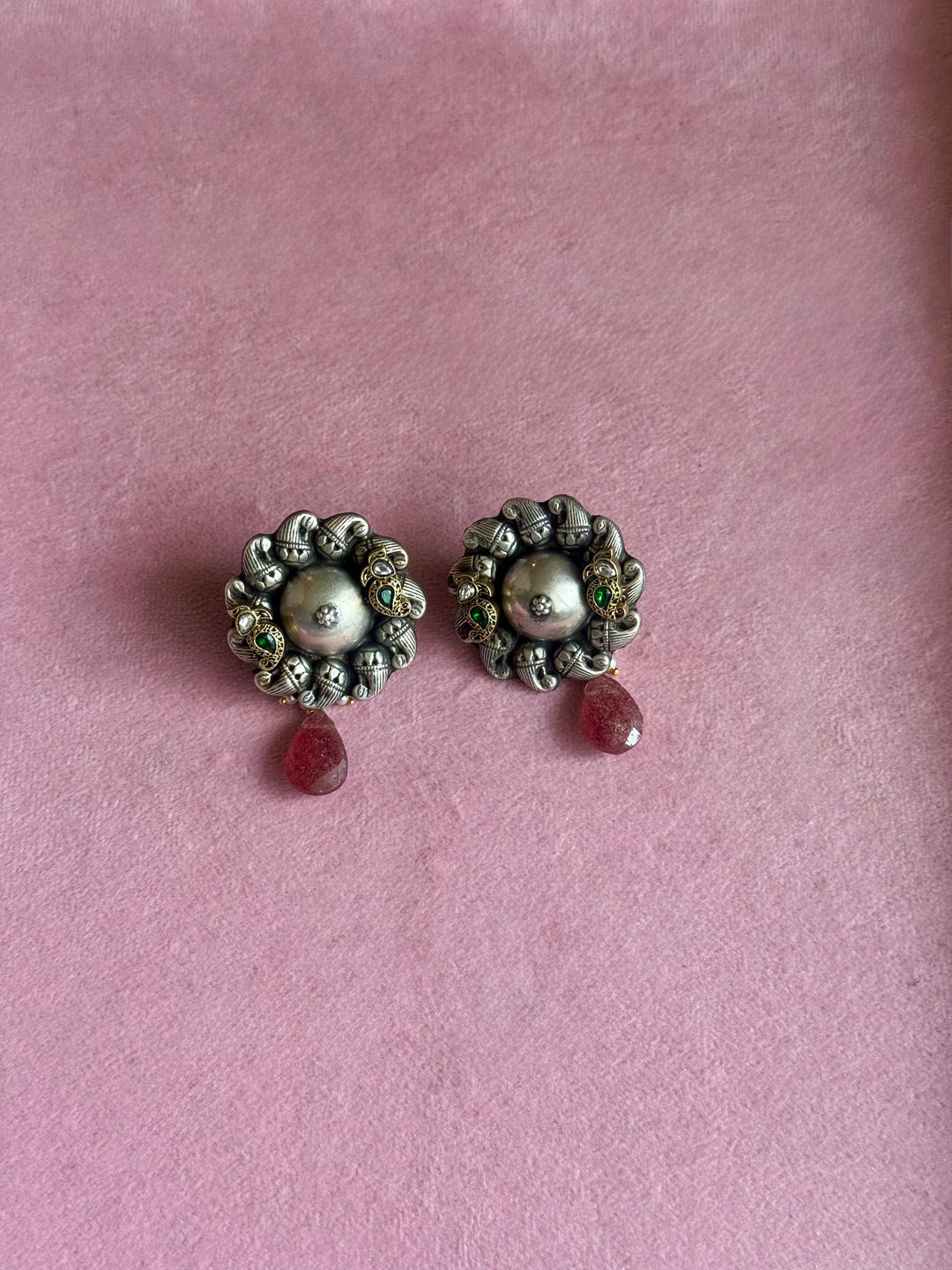 925 Silver Paisley Bird Carnelian Drop Earrings