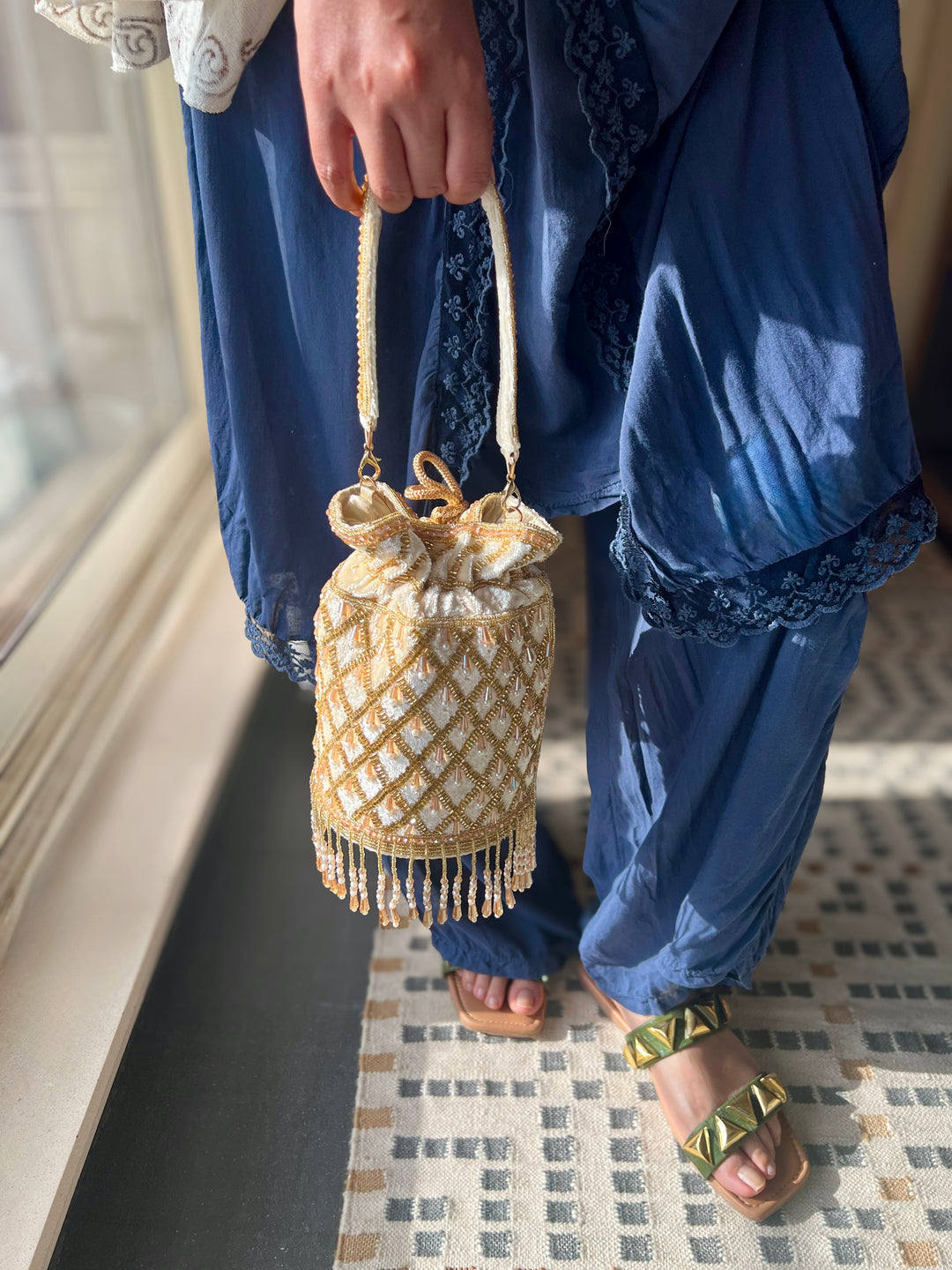 Handmade Velvet Pearl & Beaded Hand Purse | Elegant Statement Evening Clutch with Top Handle