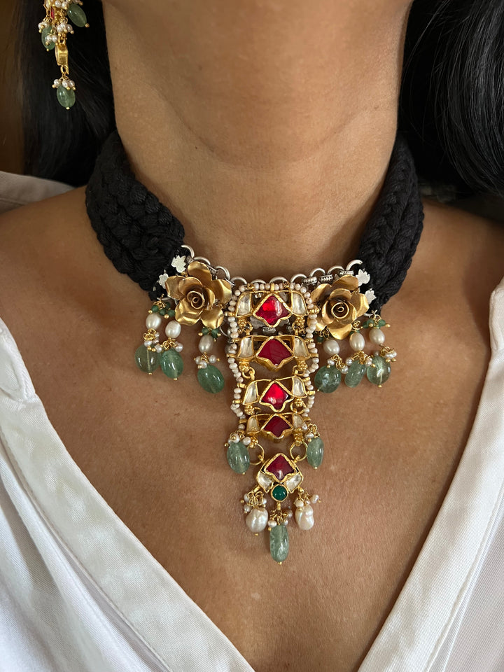 Choker Pendant Freshwater Pearls 925 Silver Necklace Set