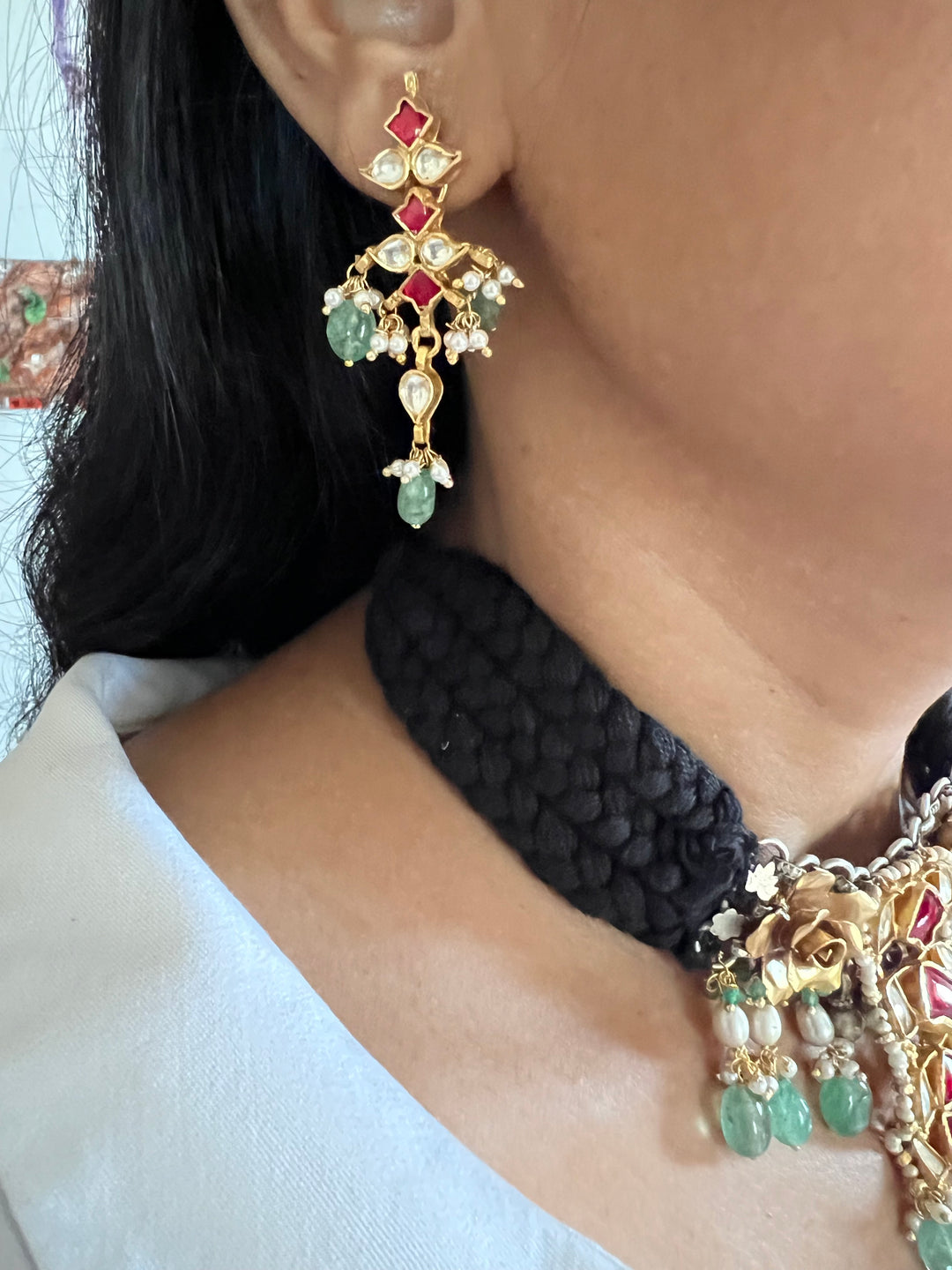 Choker Pendant Freshwater Pearls 925 Silver Necklace Set