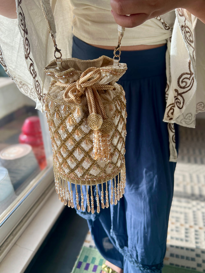 Handmade Velvet Pearl & Beaded Hand Purse | Elegant Statement Evening Clutch with Top Handle