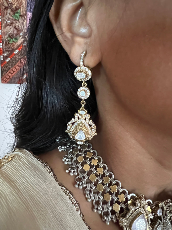 Kundan Polki 925 Silver Choker Necklace Set