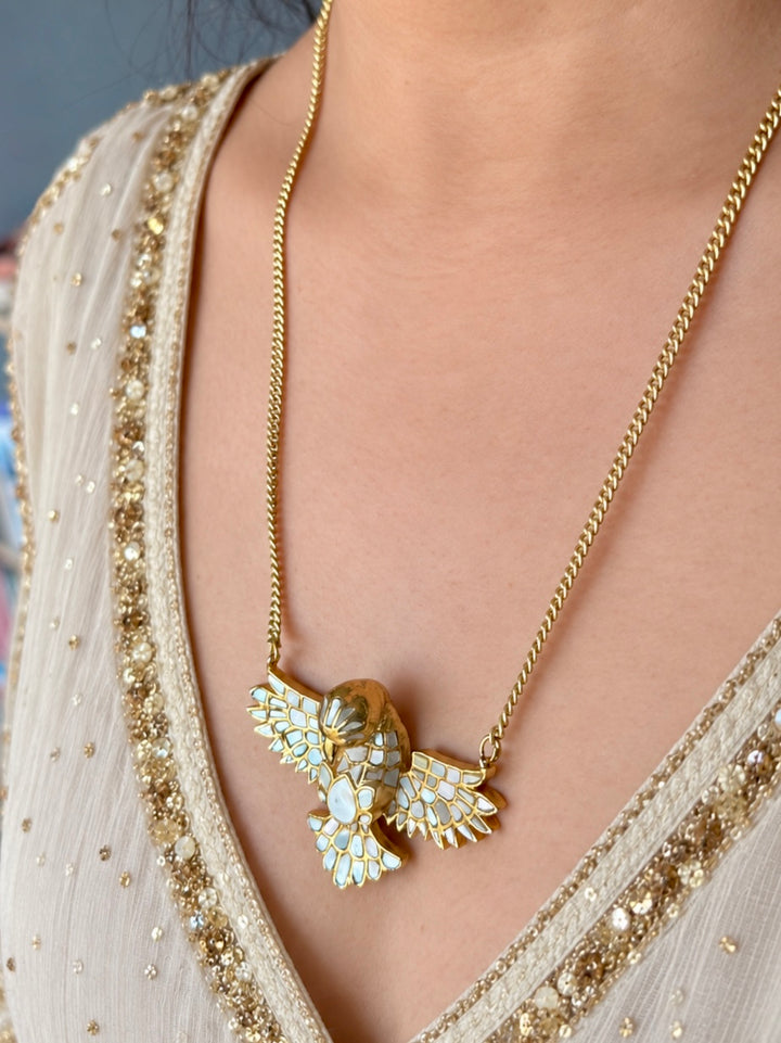 Mother of Pearl Falcon Pendant Necklace